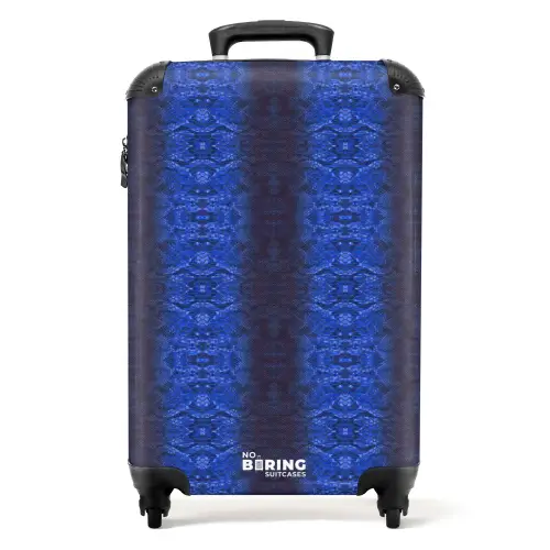 Donker blauw slangenhuid met symmetrische schubstructuur NBS - Handbagage koffer - Volwassenen Unisex middel -productfoto_recht