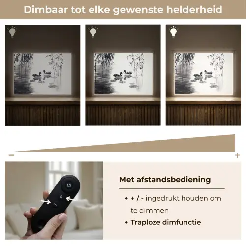 Eenden - Waterlelies - Riet - Zwart Light Box met batterij (Wandlamp) middel -USP_dimbaarNL