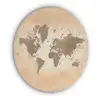 Wereldkaart - Beige - Bruin Akoestische PET Vilt - Rond klein -3d