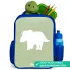Groen met Triceratops dino Kinderrugzak - Blauw middel -inhoud_NL