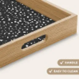Terrazzo -  Patroon - Zwart - Wit Dienblad Rechthoek middel 911 -USP_HandgreepEN
