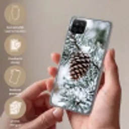 Dennenappel - Tak - Sneeuw - Winter - Sfeervol Telefoonhoesje Samsung Galaxy A12 klein -sfeer3_NL