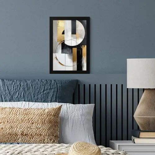 Abstract - Goud - Zilver - Vormen - Aesthetic fotolijst zwart zonder passe partout klein -sfeer3