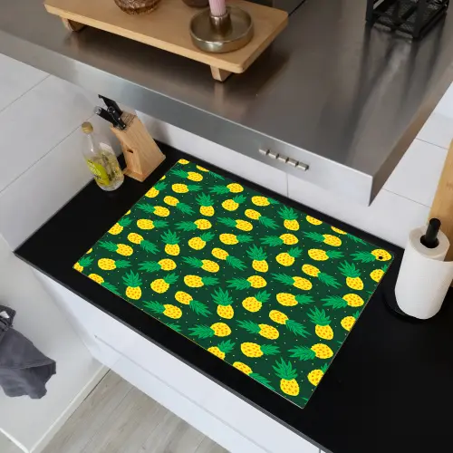 Donkergroen - Ananas - Bladeren Inductie beschemer met haakjes klein 777 -sfeer1