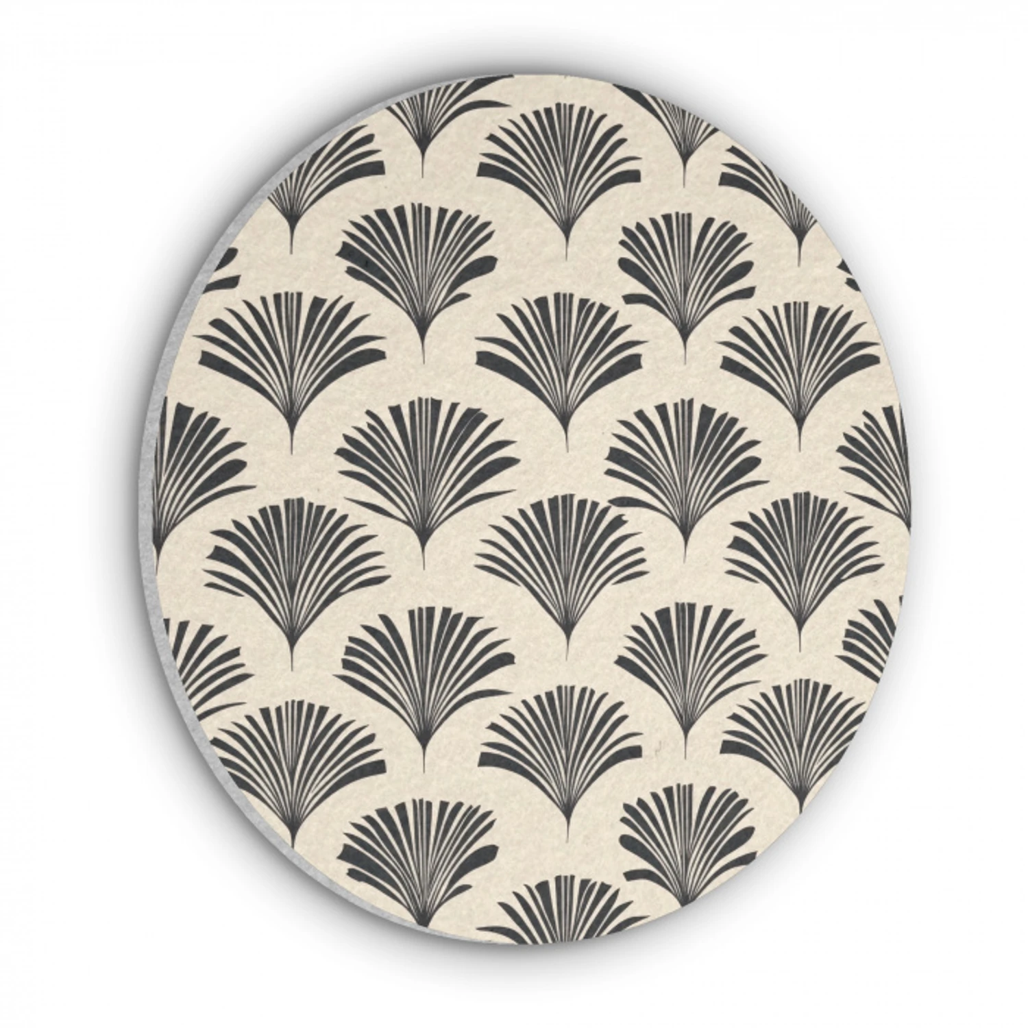 Waaiers - Botanisch - Zwart - Beige Akoestische PET Vilt - Rond klein 838 -3d