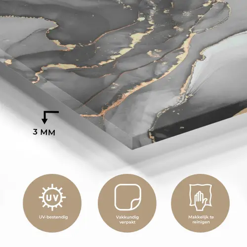 Marmer - Zwart - Goud - Grijs plexiglas 5mm klein -sfeer2
