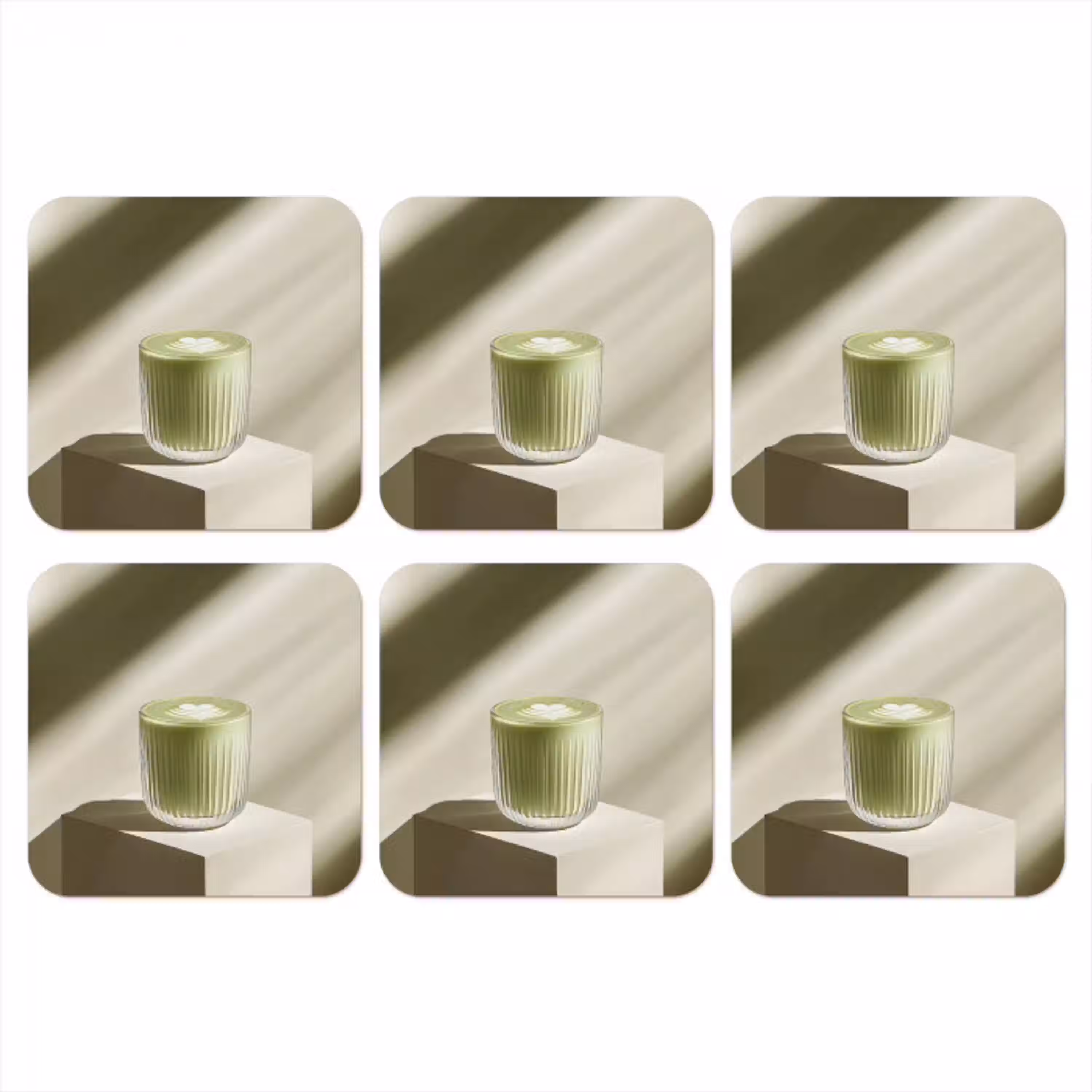 Matcha - Glas - Groen - Minimalistisch onderzetter kurk middel -3d
