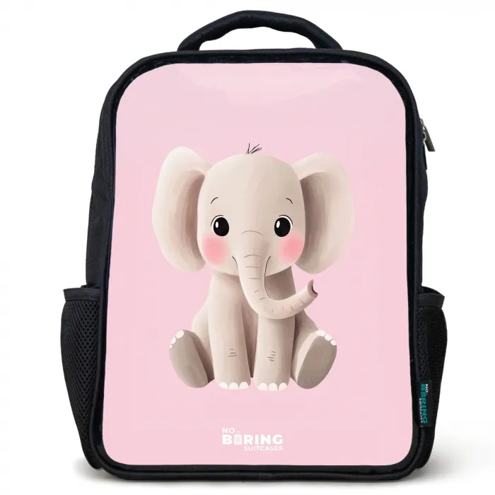 Olifant - Baby - Blosjes - Illustratie Rugzak - Zwart middel -3d
