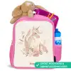 Eenhoorn tussen bloemen in roze pastel kleuren Kinderrugzak - Roze middel -inhoud_NL