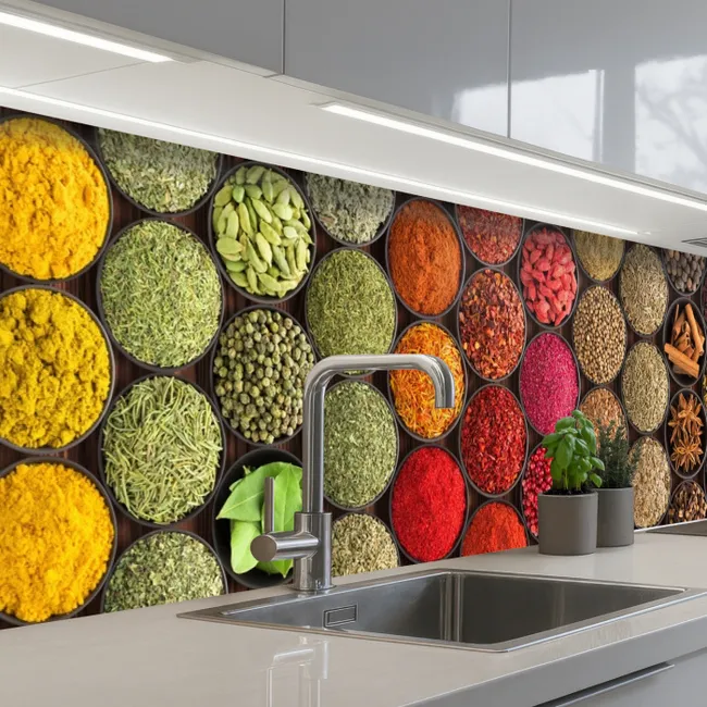 Crédence Cuisine - Herbes - Bols - Coloré - Texture