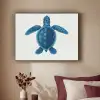 Schildpad - Blauw - Schild Textielframe zwart klein -sfeer1