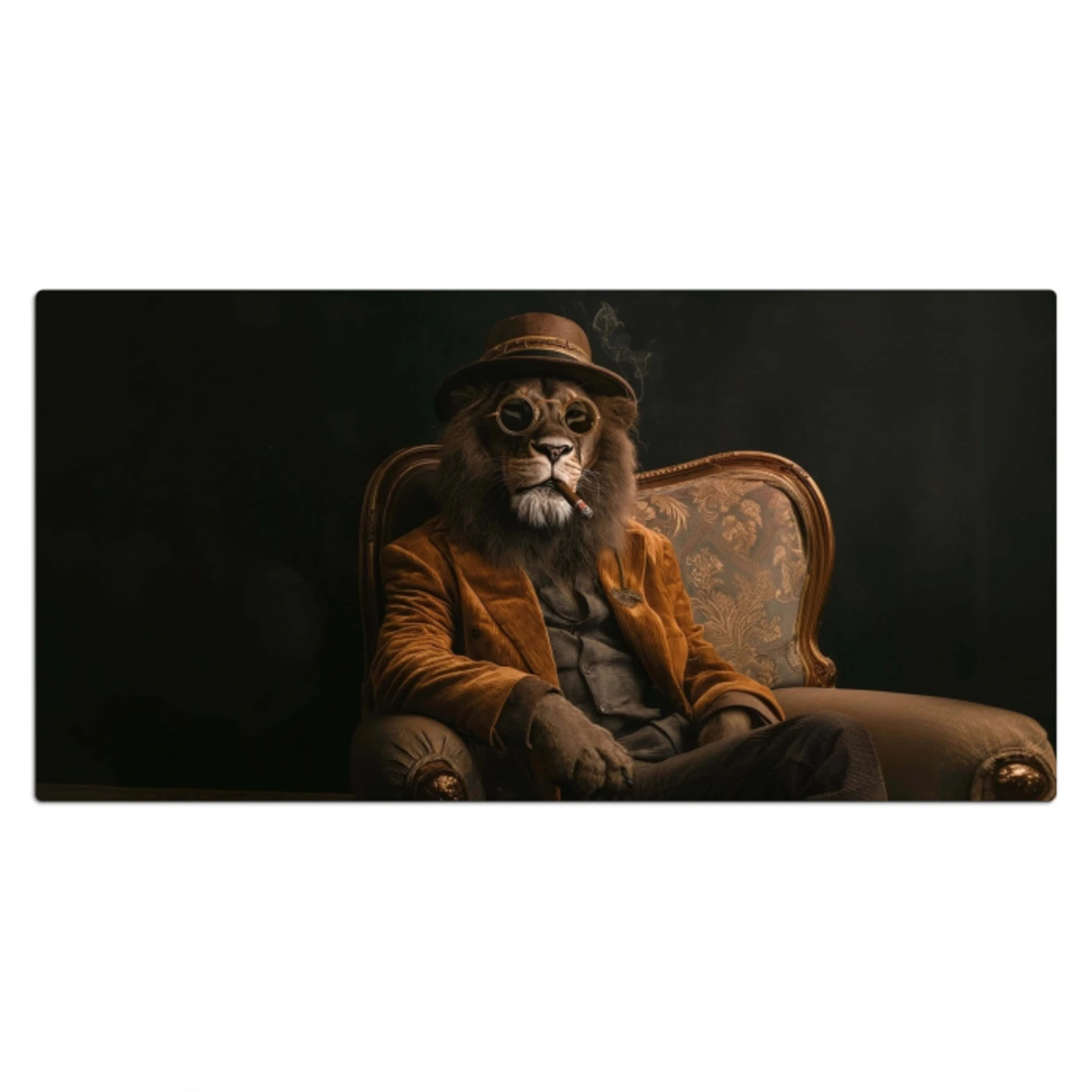 Bril - Leeuw - Bank - Hoed Muismat XXL klein -3d_leeg