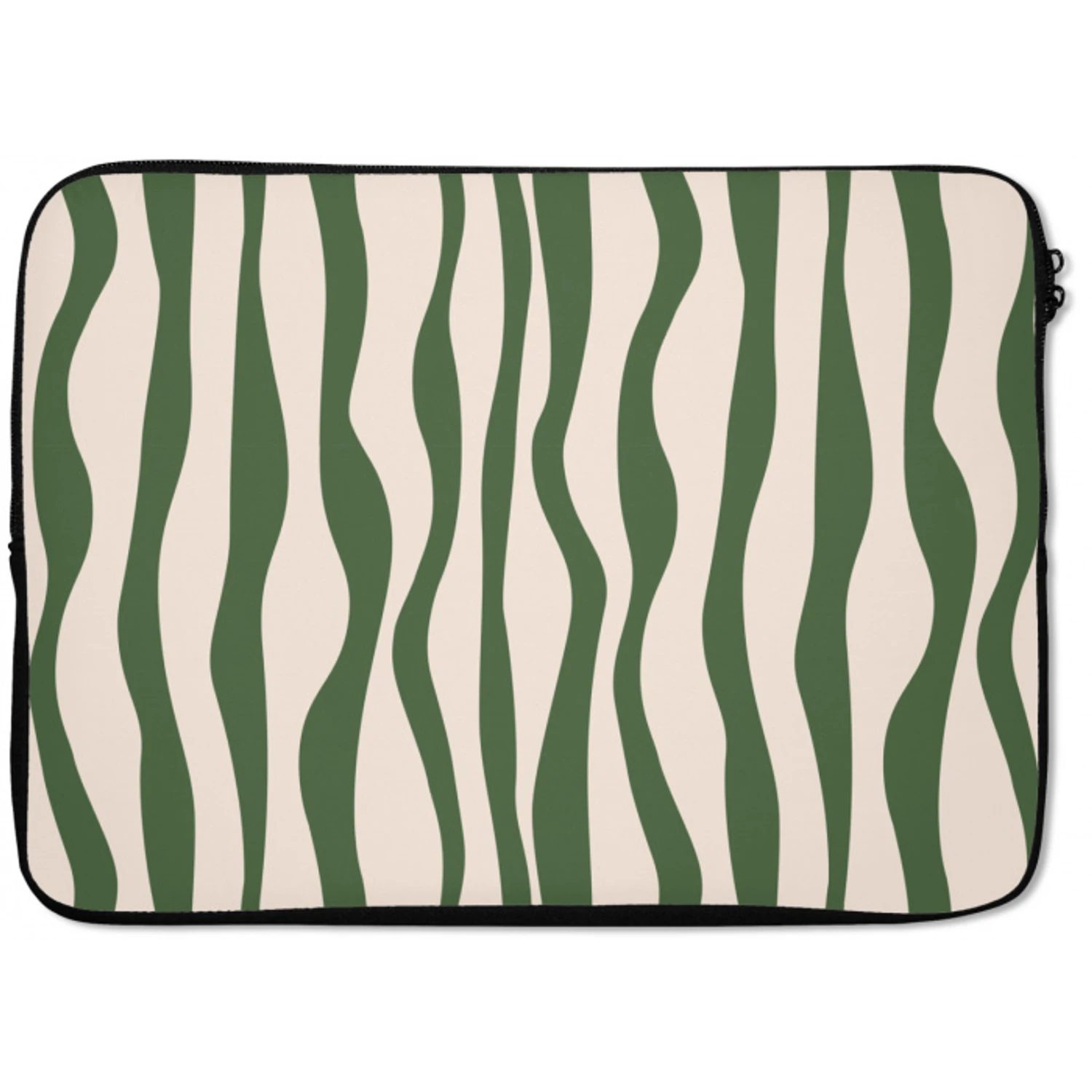 Golvende lijnen - Beige - Groen - Strepen - Abstract laptophoes neopreen klein -zkaufland3dotto