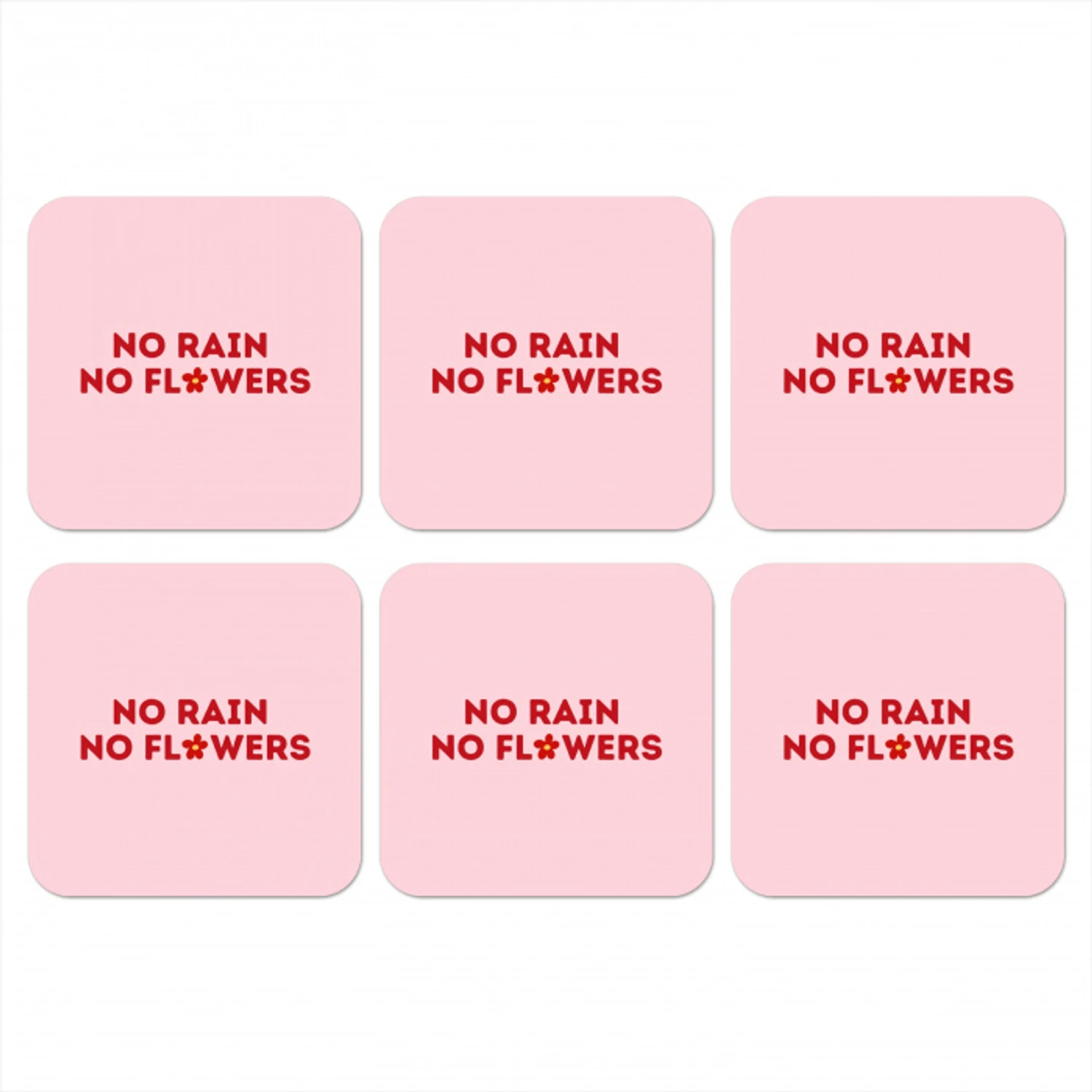 No rain no flowers - Minimalistisch - Roze - Bloem onderzetter kurk middel -3d