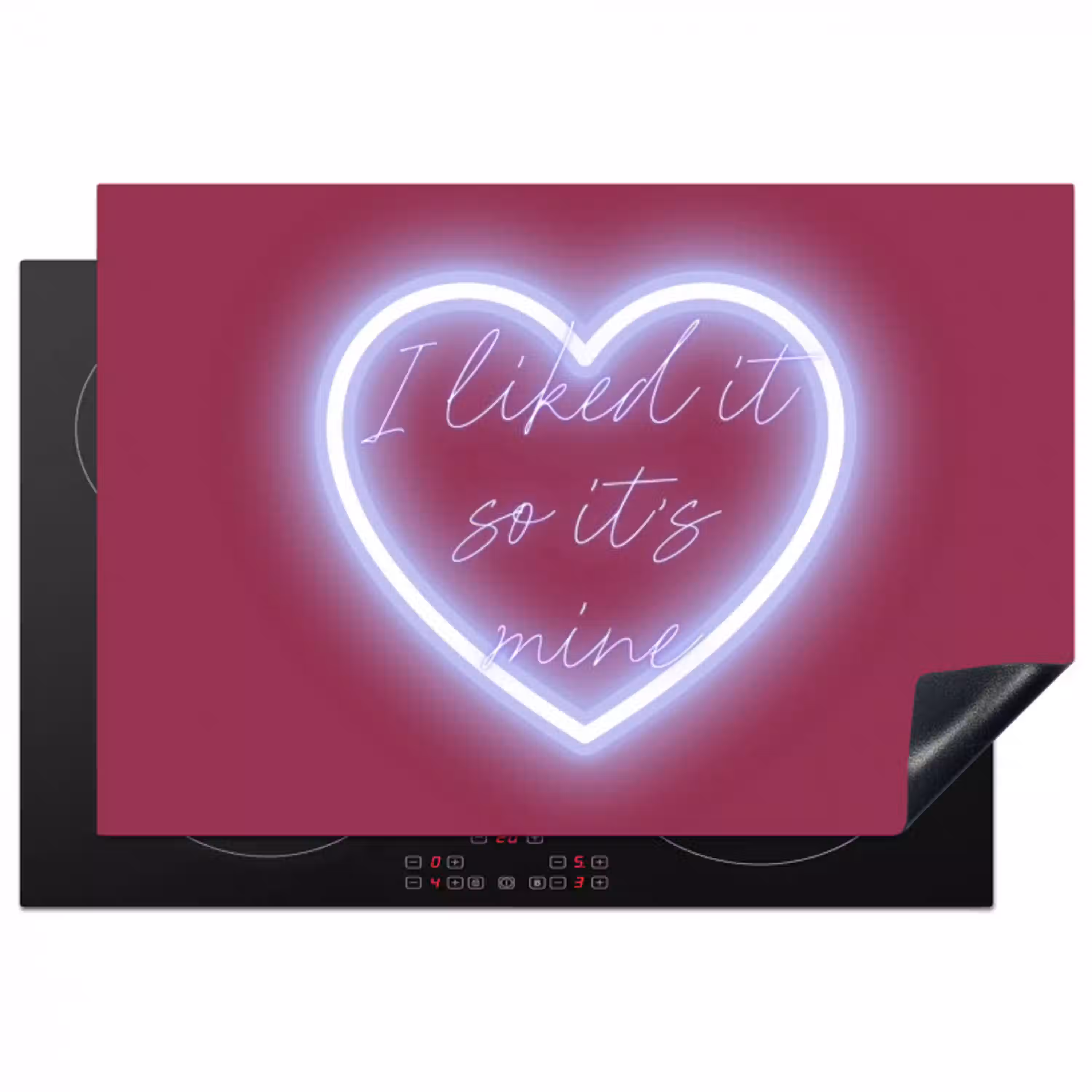 I liked it so it's mine - Neon hart - Roze Inductie beschermer vinyl 3mm klein -3d