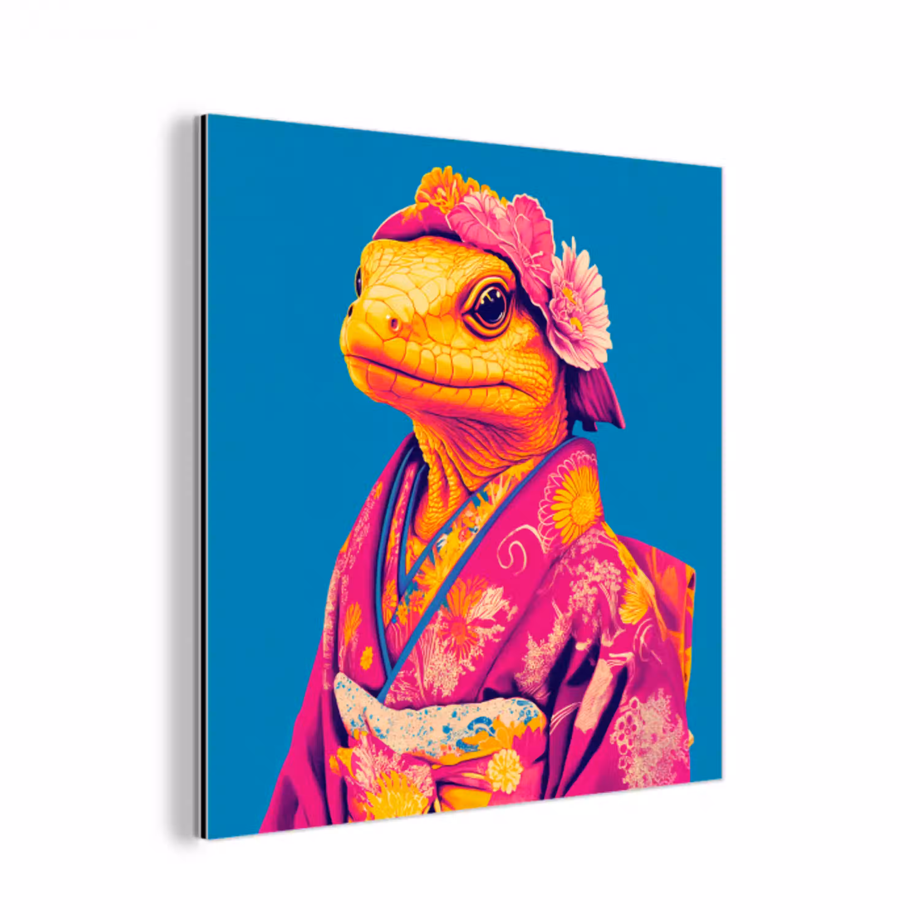 Bloemenkrans - Hagedis - Kimono - Paars aluminium wit klein -3d