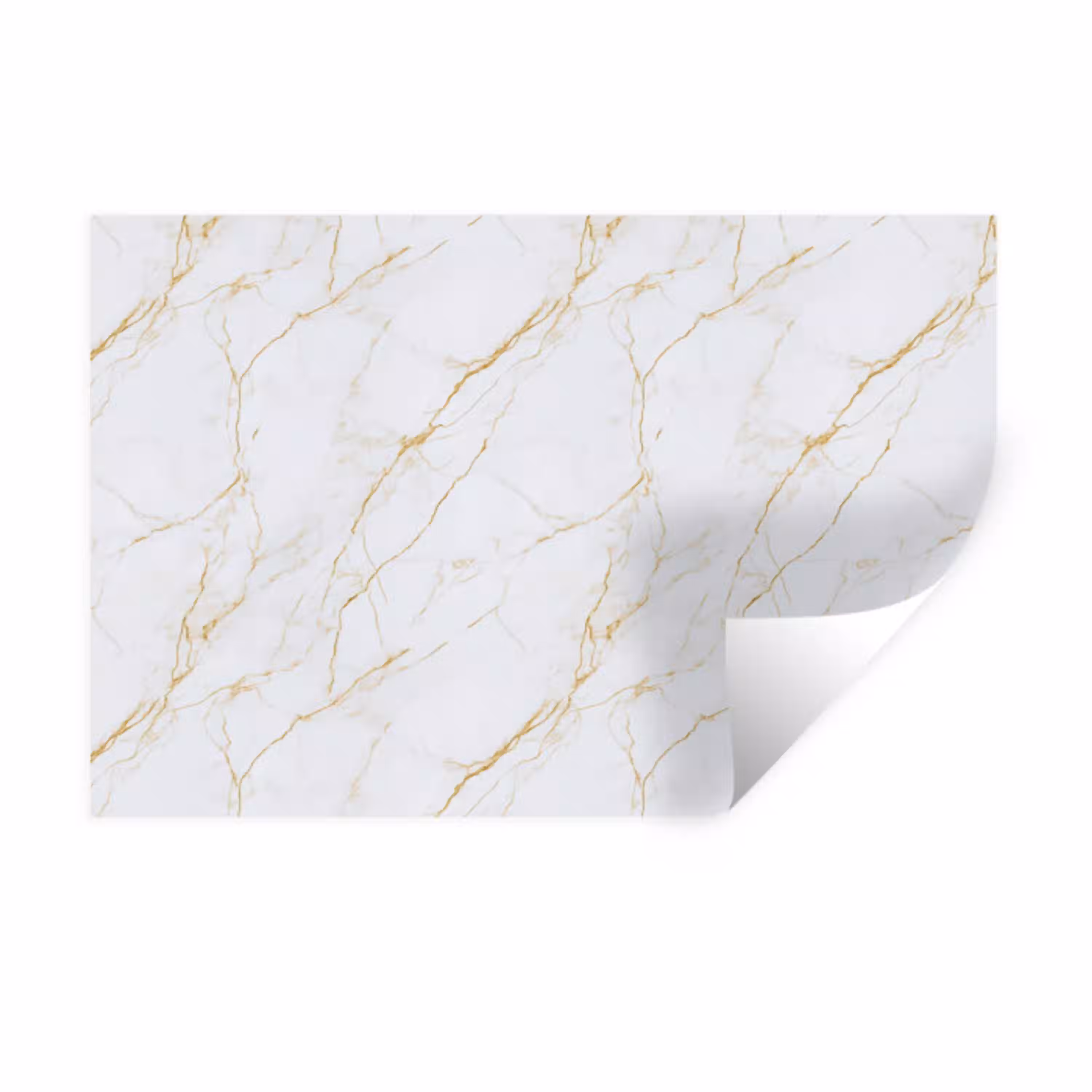 Wit - Marmer - Goud - Luxueus Muursticker klein 286 -3d
