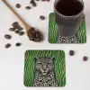 Panter - Zebrapatroon - Groen onderzetter kurk middel -sfeer2