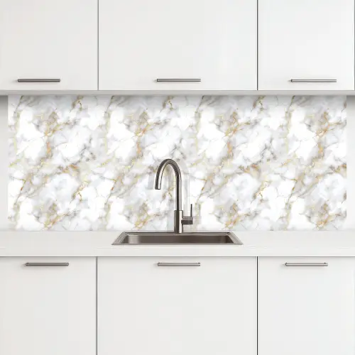 Gouden aders - Marmer - Wit keuken achterwand 2 middel 871 -3d