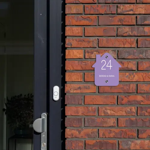 Paars - Klassiek Naambord Huisje klein -sfeer2