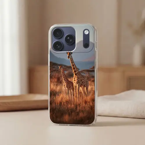 Giraffen - Hoog gras - Acaciabomen Telefoonhoesje iPhone 17 Pro klein -sfeer2