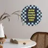 Patroon - Geblok - Blauw - Slow down you're doing fine Wandcirkel behangsticker klein -sfeer3