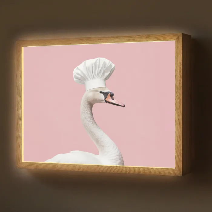 Zwaan - Koksmuts - Mooi - Klassiek Light Box met batterij (Wandlamp) middel -z3d_website