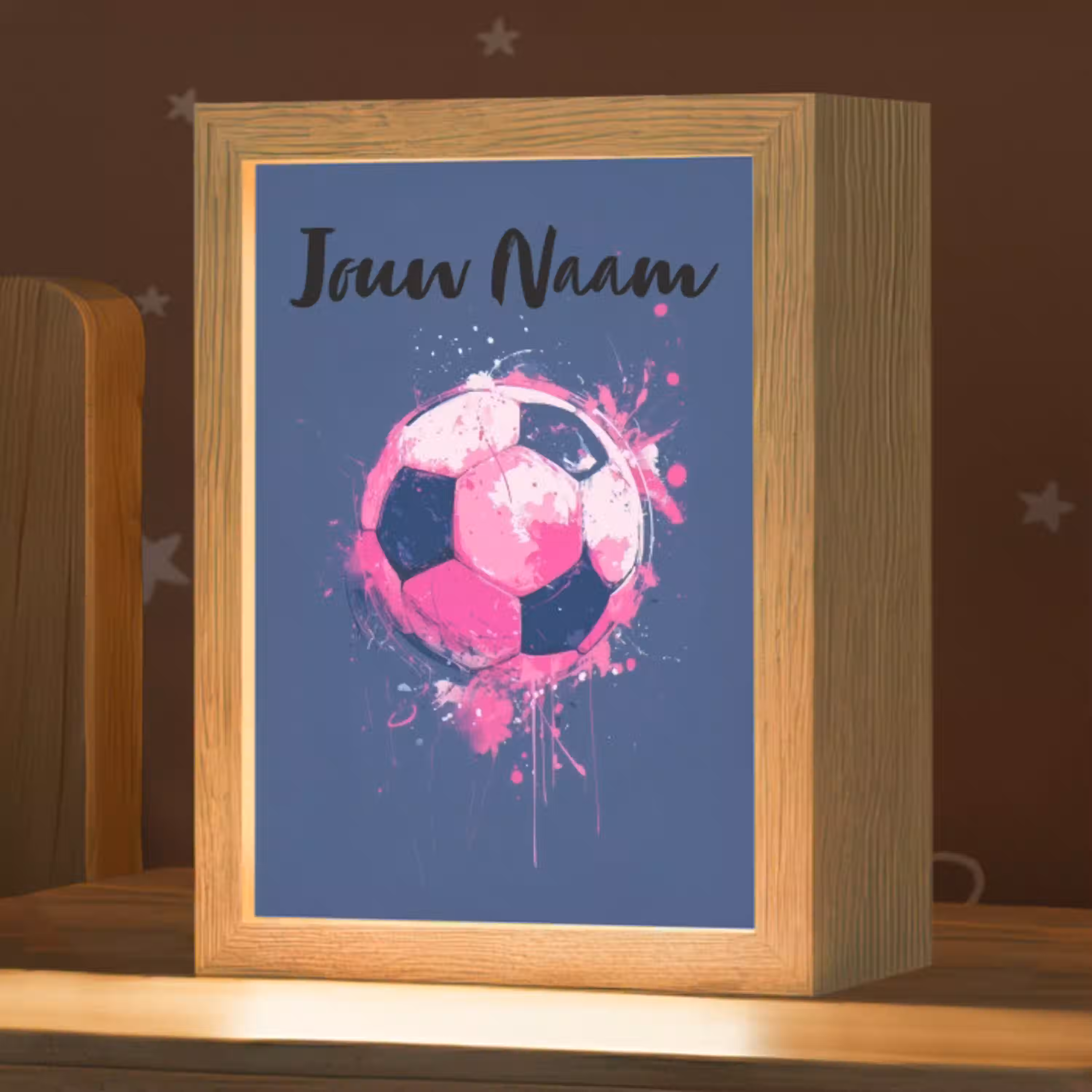 Voetbalvibes -  Verf - Roze - Blauw Light Box met kabel (Kinderlampje) klein -zzz_3d_website