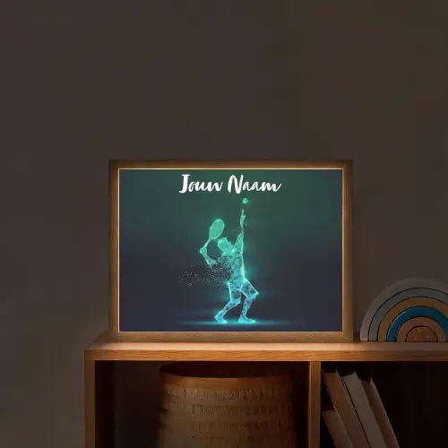 Tennis - Futuristisch - Sport - Neon Light Box met batterij (Wandlamp kind) middel -sfeer1_kind