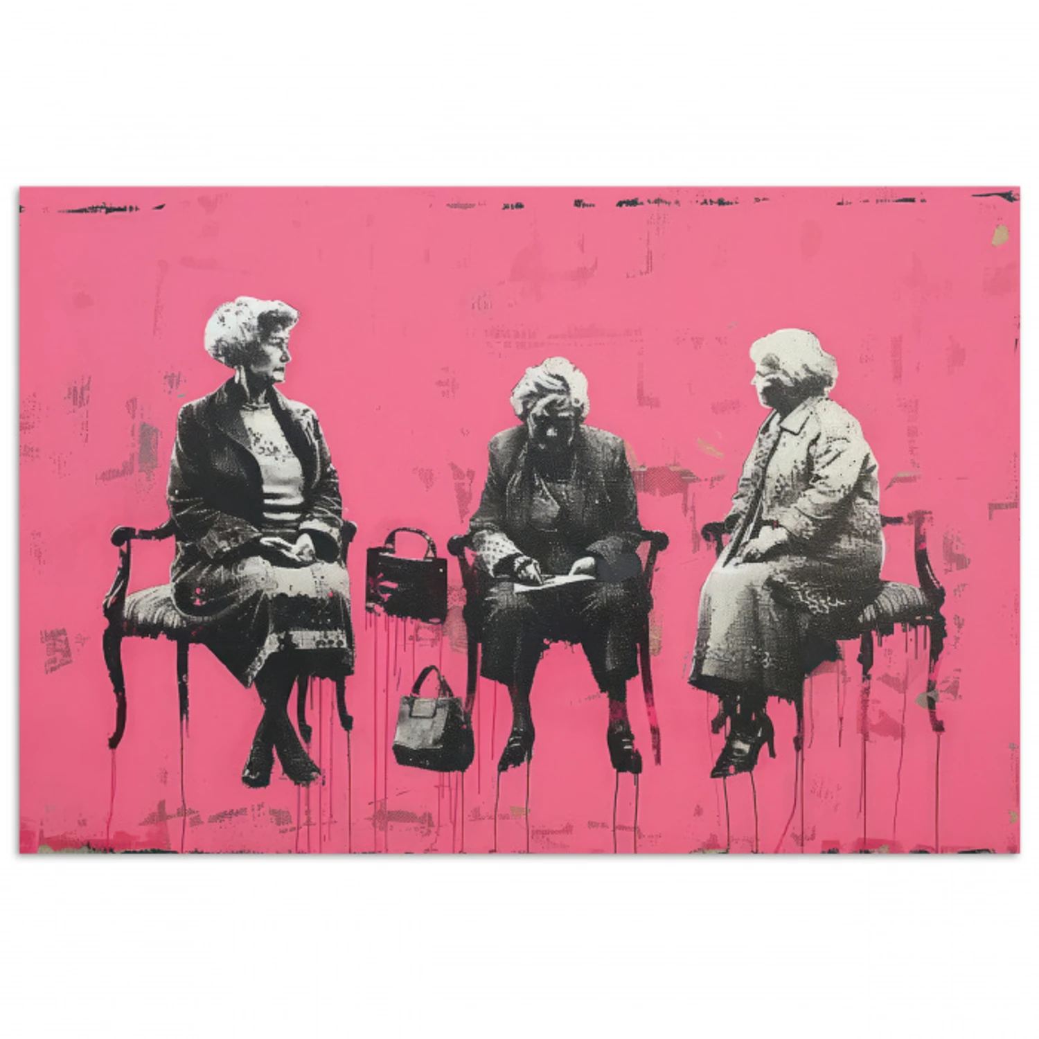 Graffiti - Vintage - Zwart - Street art - Roze - Banksy poster papier klein -3d