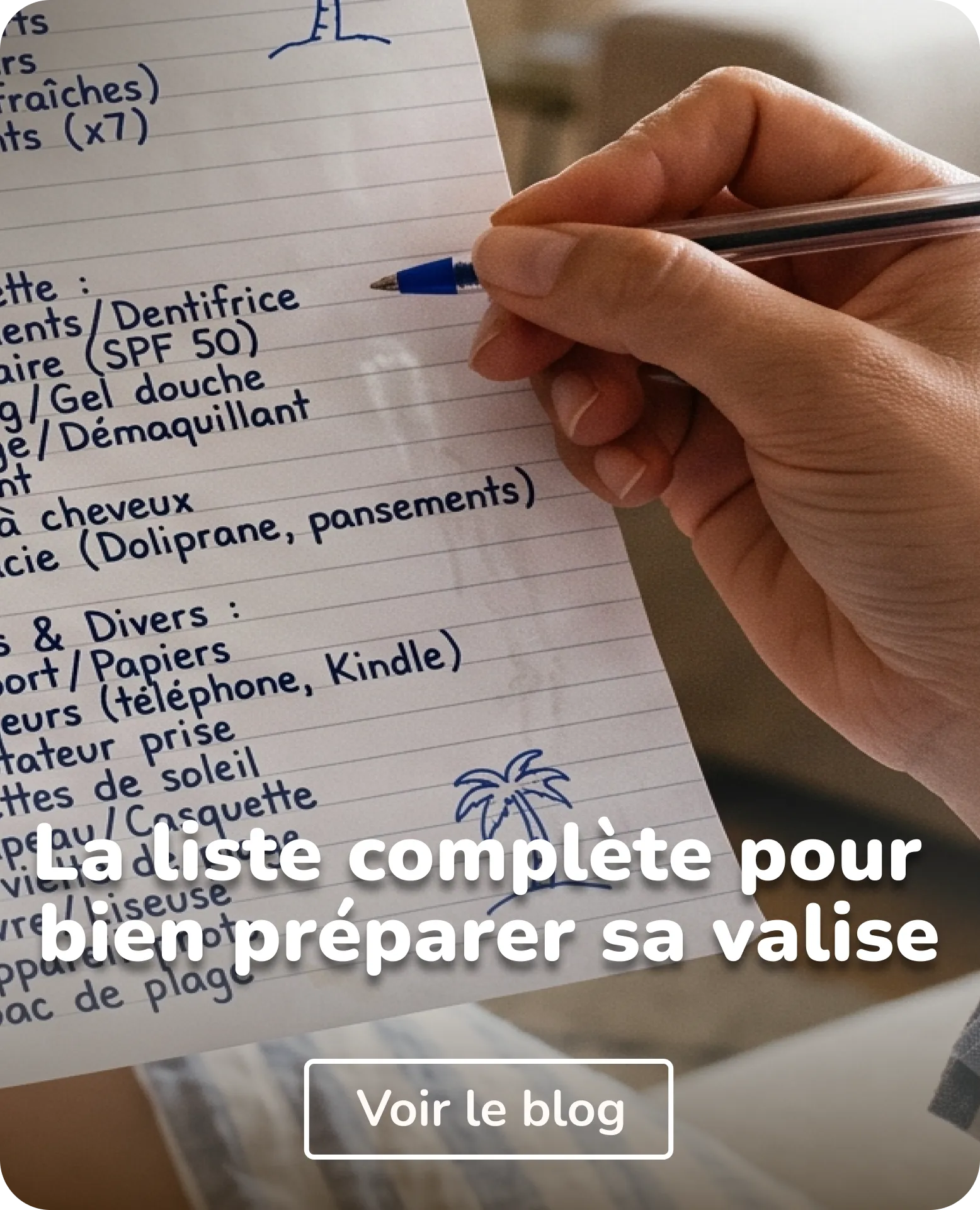 liste pour préparer valise
