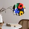 Bloemen - Bladeren - Abstract - Zwart Wandcirkel behangsticker klein -sfeer3