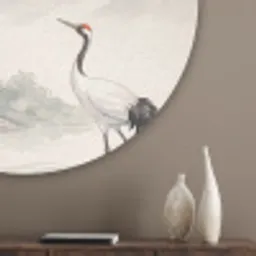 Kraanvogel - Azië - Klassiek Akoestische PET Vilt - Rond klein -sfeer5_closeup