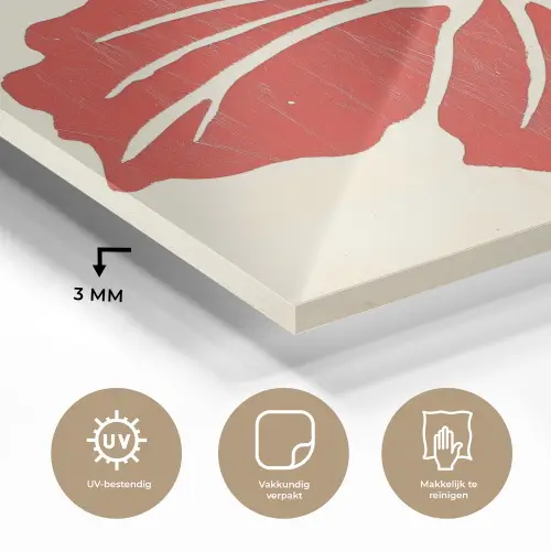 Rode hibiscusbloem - Textuur achtergrond - Beige plexiglas 5mm klein -sfeer2