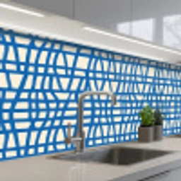 Ruitpatroon - Blauw - Crème keuken achterwand 2 middel 871 -3d_schuin