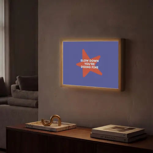 Slow down you're doing fine - Ster - Blauw Light Box met batterij (Wandlamp) middel -sfeer1