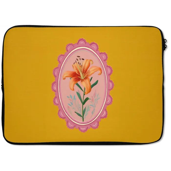 Lelie - Oranje - Lijst - Ovaal laptophoes neopreen klein -zkaufland3dotto