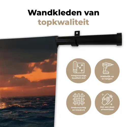 Walvis staart - Water - Zonsondergang Wandkleed katoen klein -sfeer2
