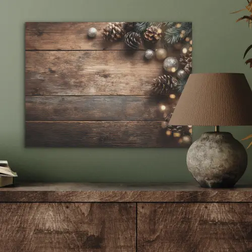 Kersthoekdecoratie - Dennenappels - Lichtjes PET vilt klein -sfeer2