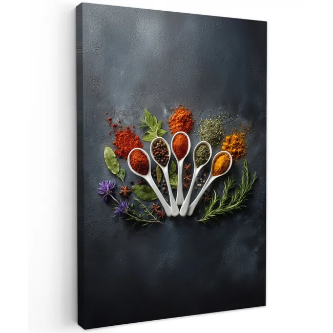 Lepels - Wit - Poeder - Kruiden Tuinposter op houten frame 2 cm dik klein -3d