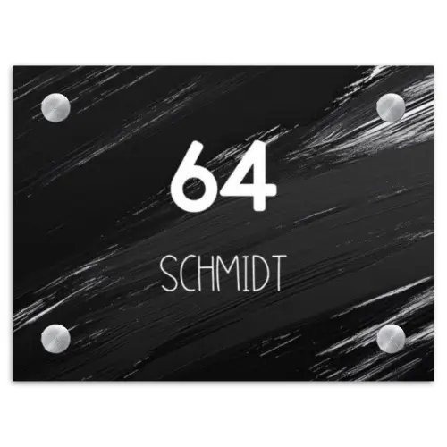 Zwarte verftextuur - Modern Naambord Rechthoek middel -3d