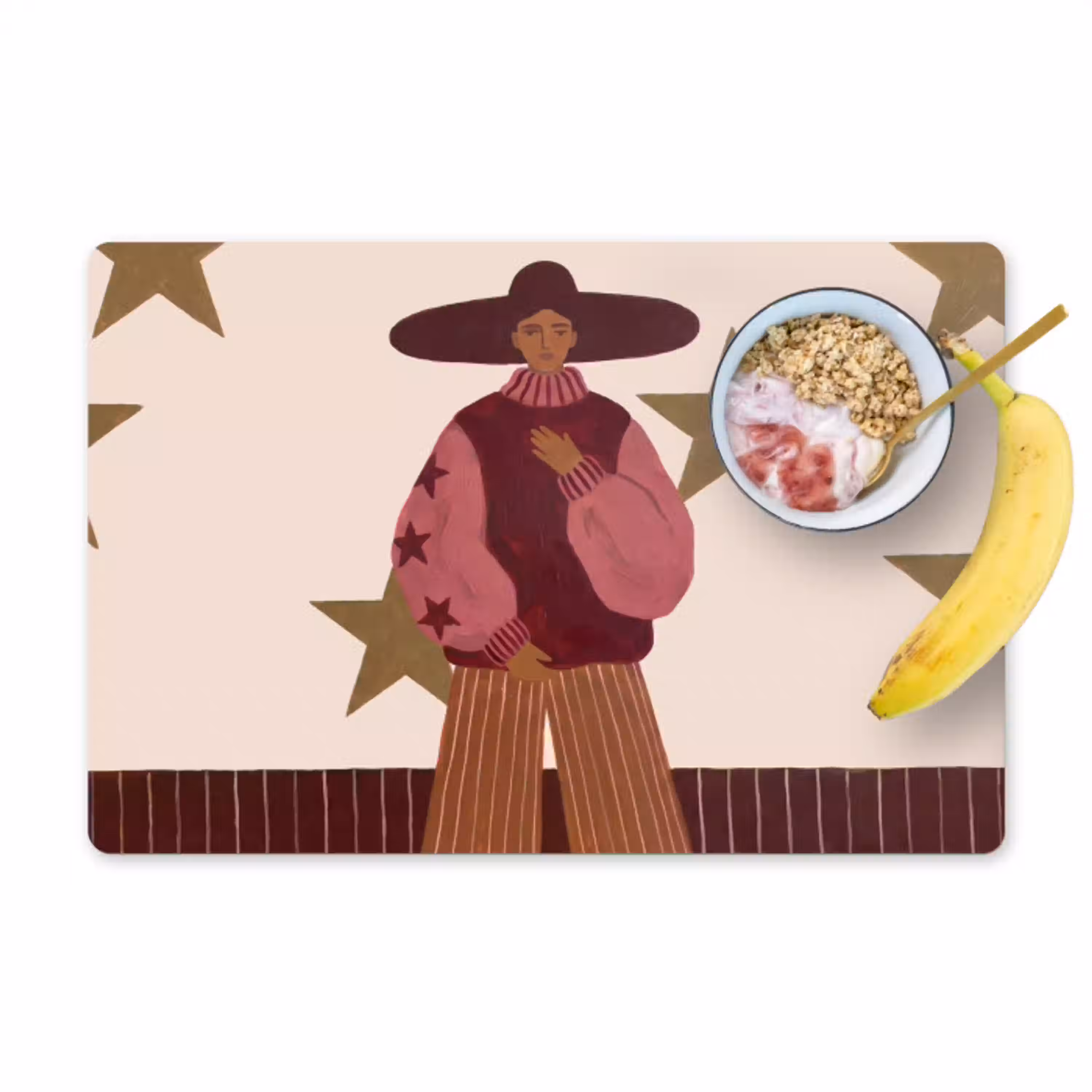 Vrouw - Hoed - Abstract - Modern - Portret Placemat vinyl groot -zzzproduct_Kitchenyeah-website