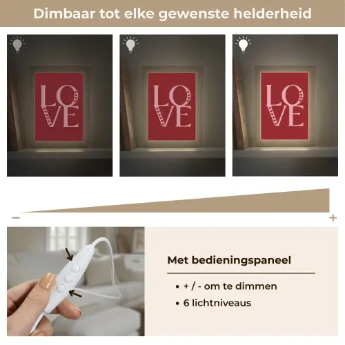 Love - Rood - Hatjes Light Box met kabel (Tafellamp) klein -USP_dimbaarNL