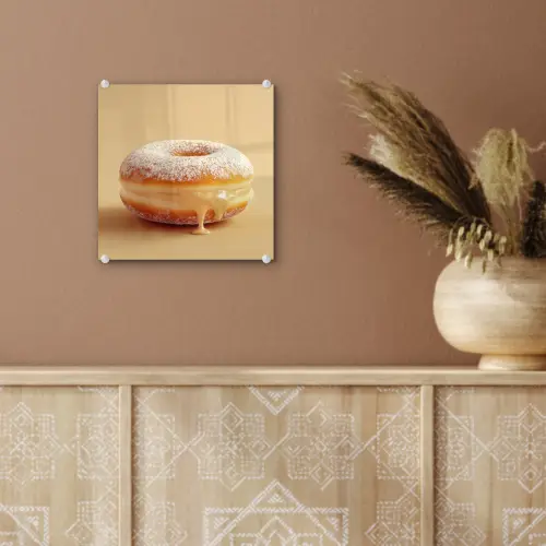 Donut - Romig - Poedersuiker - Beige plexiglas 5mm klein -sfeer5