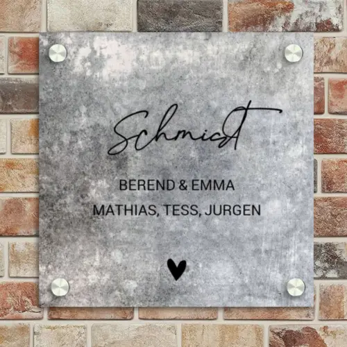 Beton - Sierlijk Naambord Vierkant klein -sfeer2