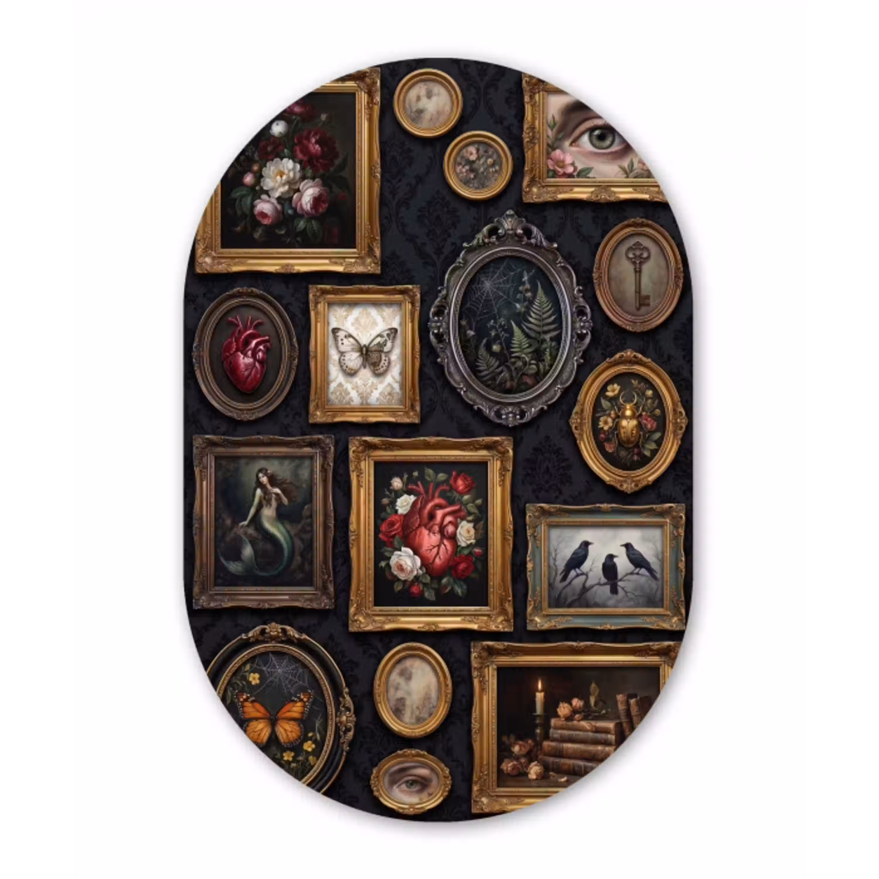Kunst - Collectie - Vintage - Klassiek - Donker Wandcirkel Ovaal Forex klein -3d