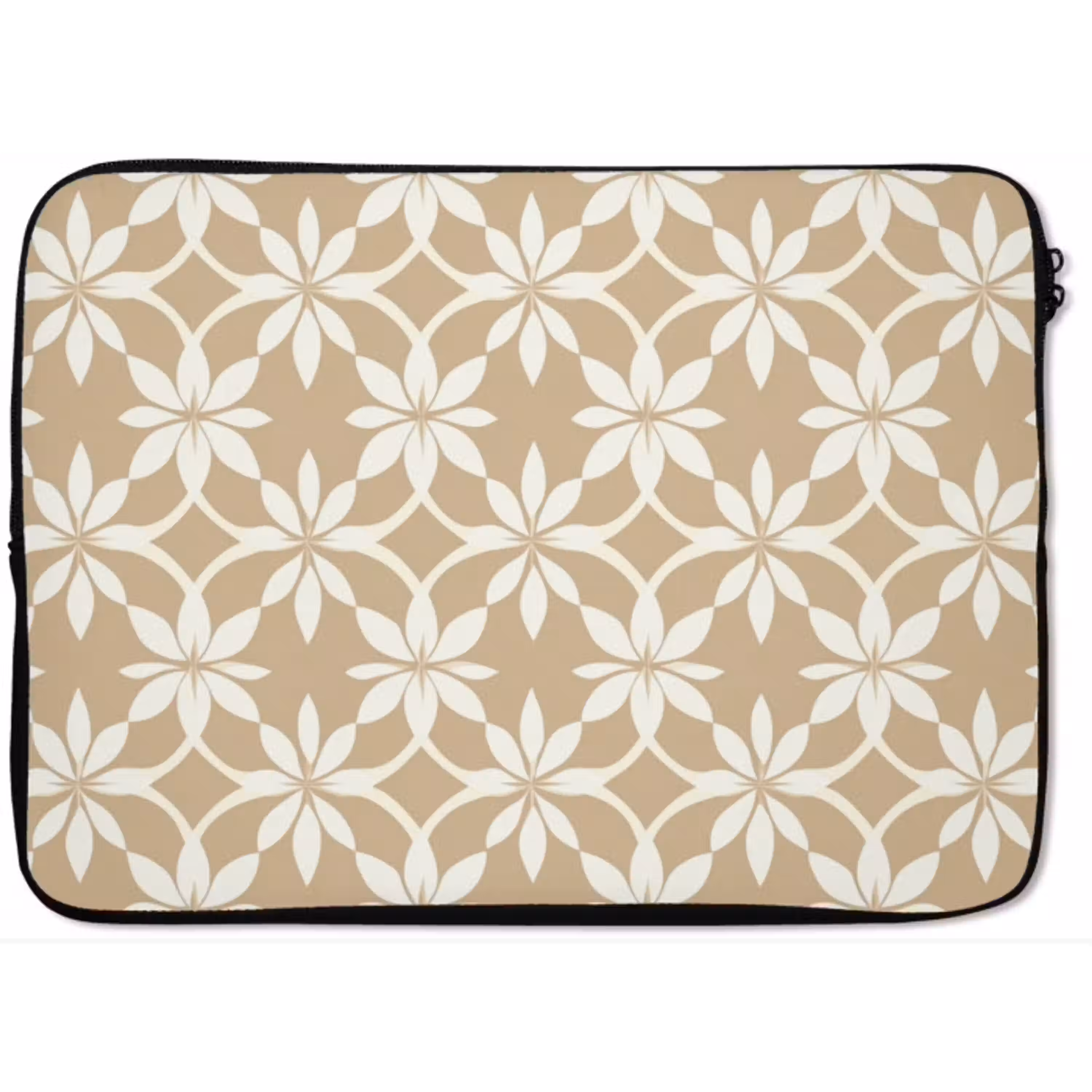 Bloemen - Patroon - Beige laptophoes neopreen klein 279 -zkaufland3dotto
