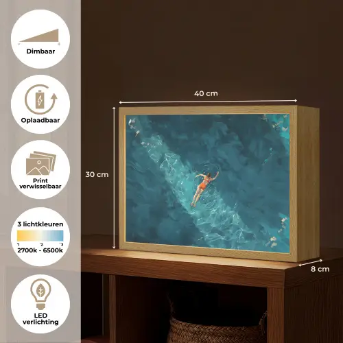Vrouw - Water - Bikini - Oranje Light Box met batterij (Wandlamp) middel -USP_websiteoverzichtNL