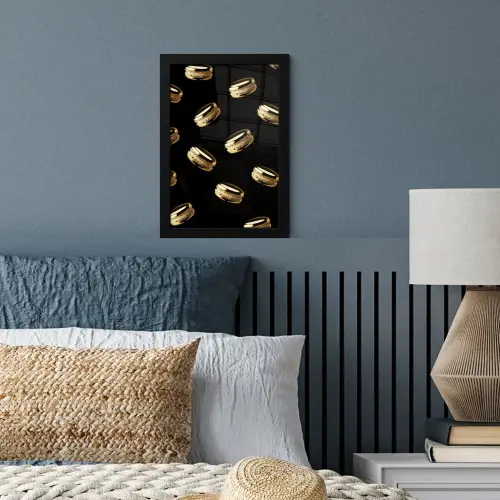 Macarons - Patroon - Goud - Zwart fotolijst zwart zonder passe partout klein -sfeer3