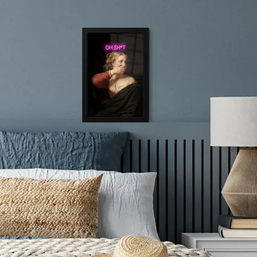 Quote - Neon - vrouw fotolijst zwart zonder passe partout klein -sfeer3